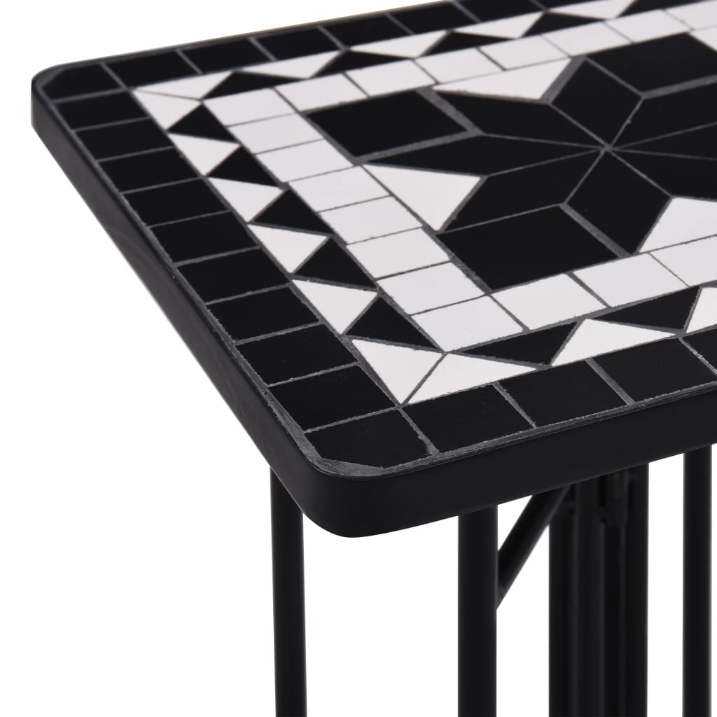 vidaXL Tables d'appoint mosaïque Noir et blanc Céramique