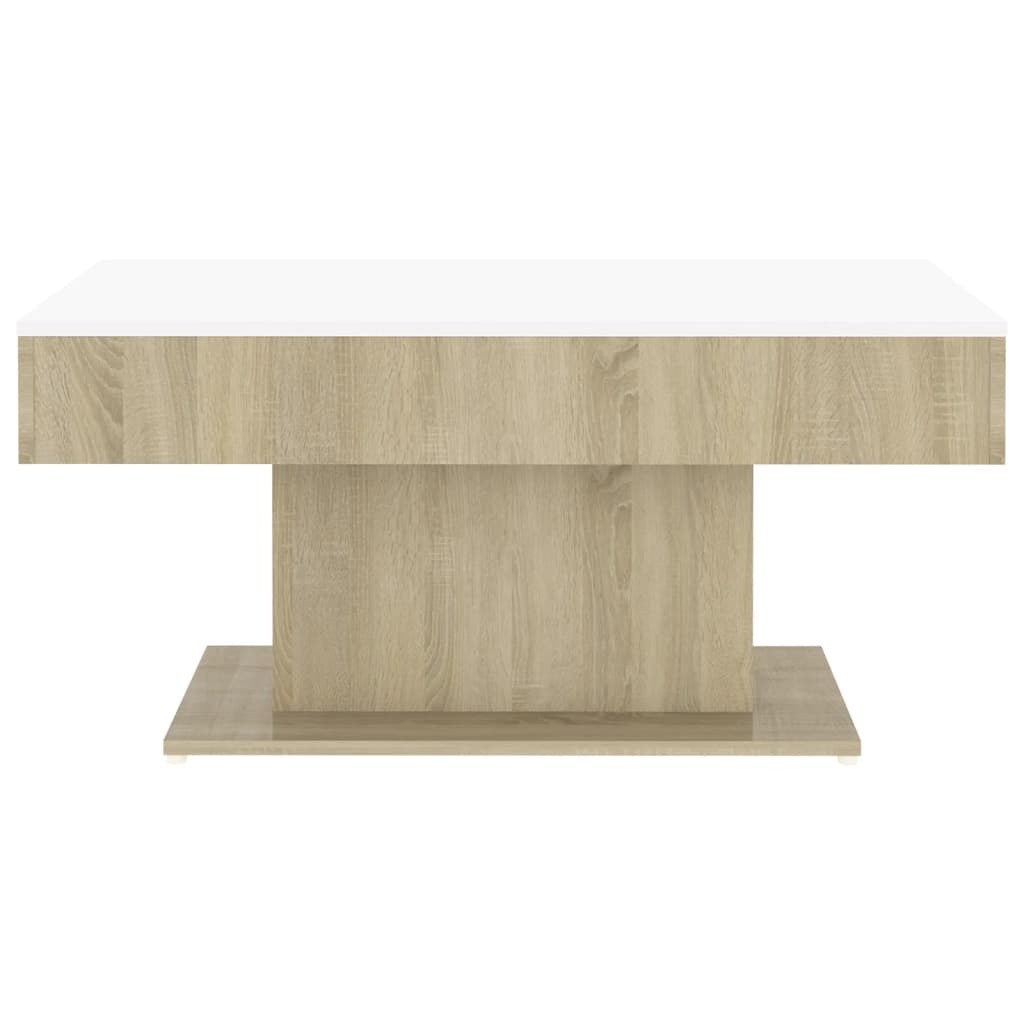 vidaXL Table basse Blanc et chêne sonoma 96x50x45 cm Aggloméré