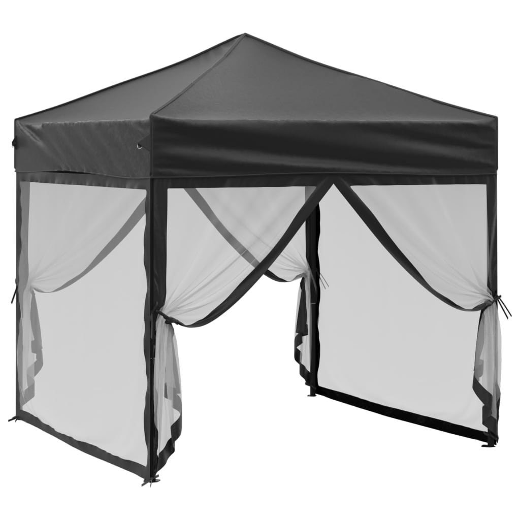 vidaXL Tente de réception pliable avec parois Noir 2x2 m