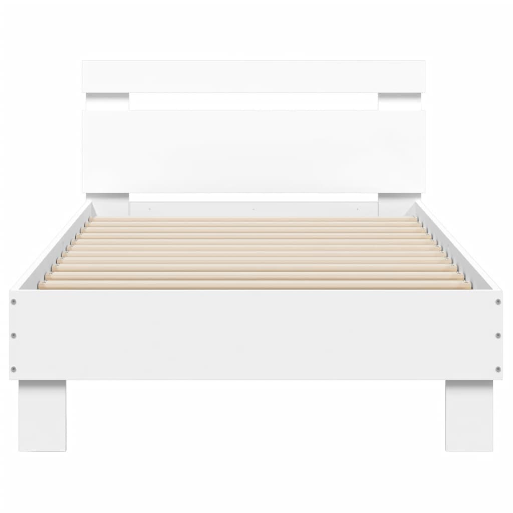 vidaXL Cadre de lit avec tête de lit et lumières LED blanc 75x190 cm