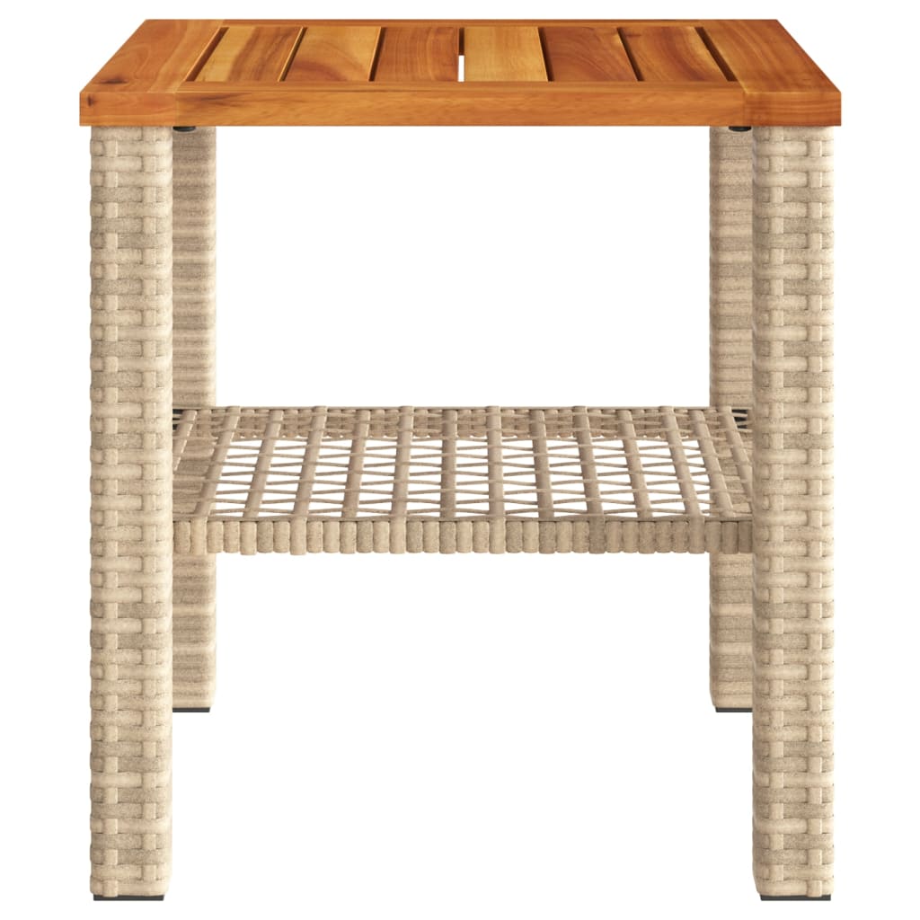 vidaXL Table de jardin beige 40x40x42 cm résine tressée et bois acacia