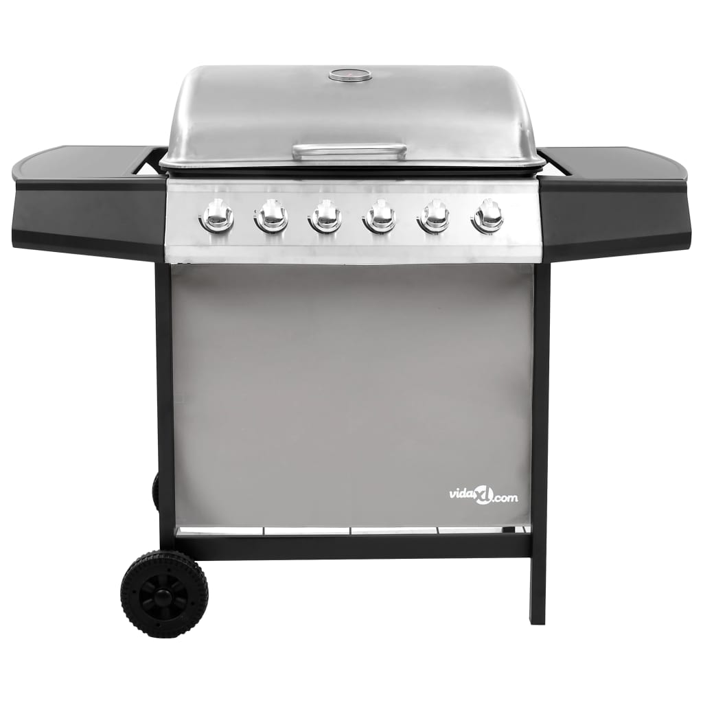 vidaXL Barbecue gril à gaz avec 6 brûleurs Noir et argenté
