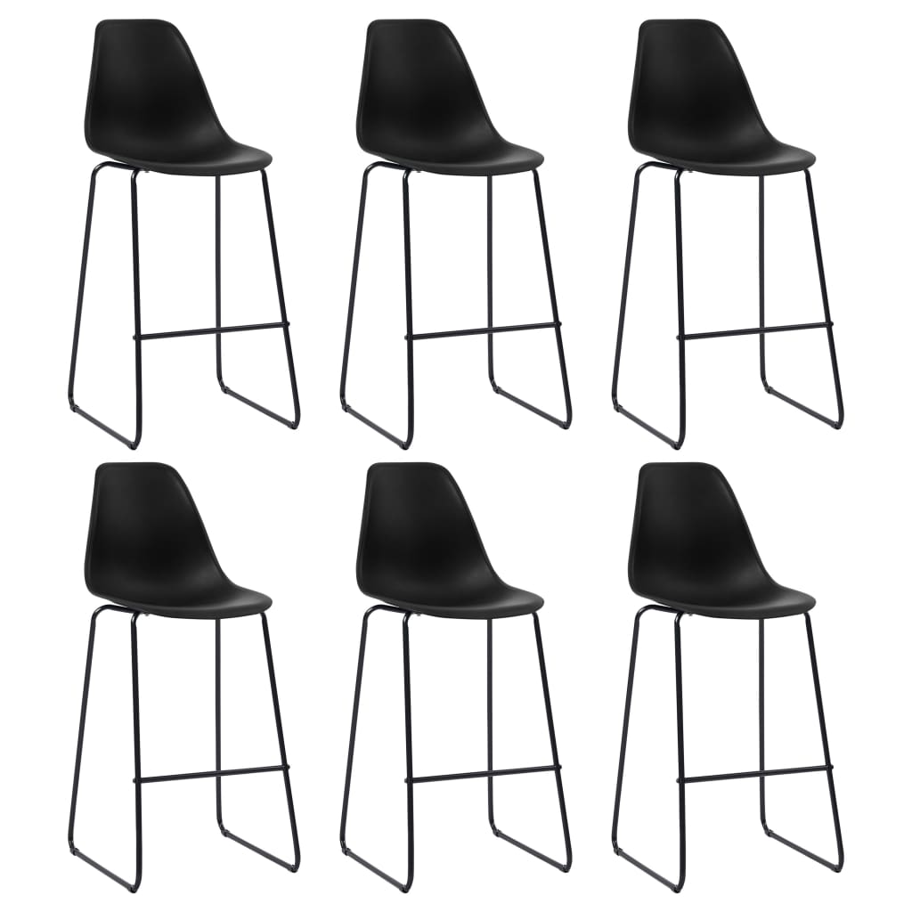 vidaXL Chaises de bar lot de 6 noir plastique