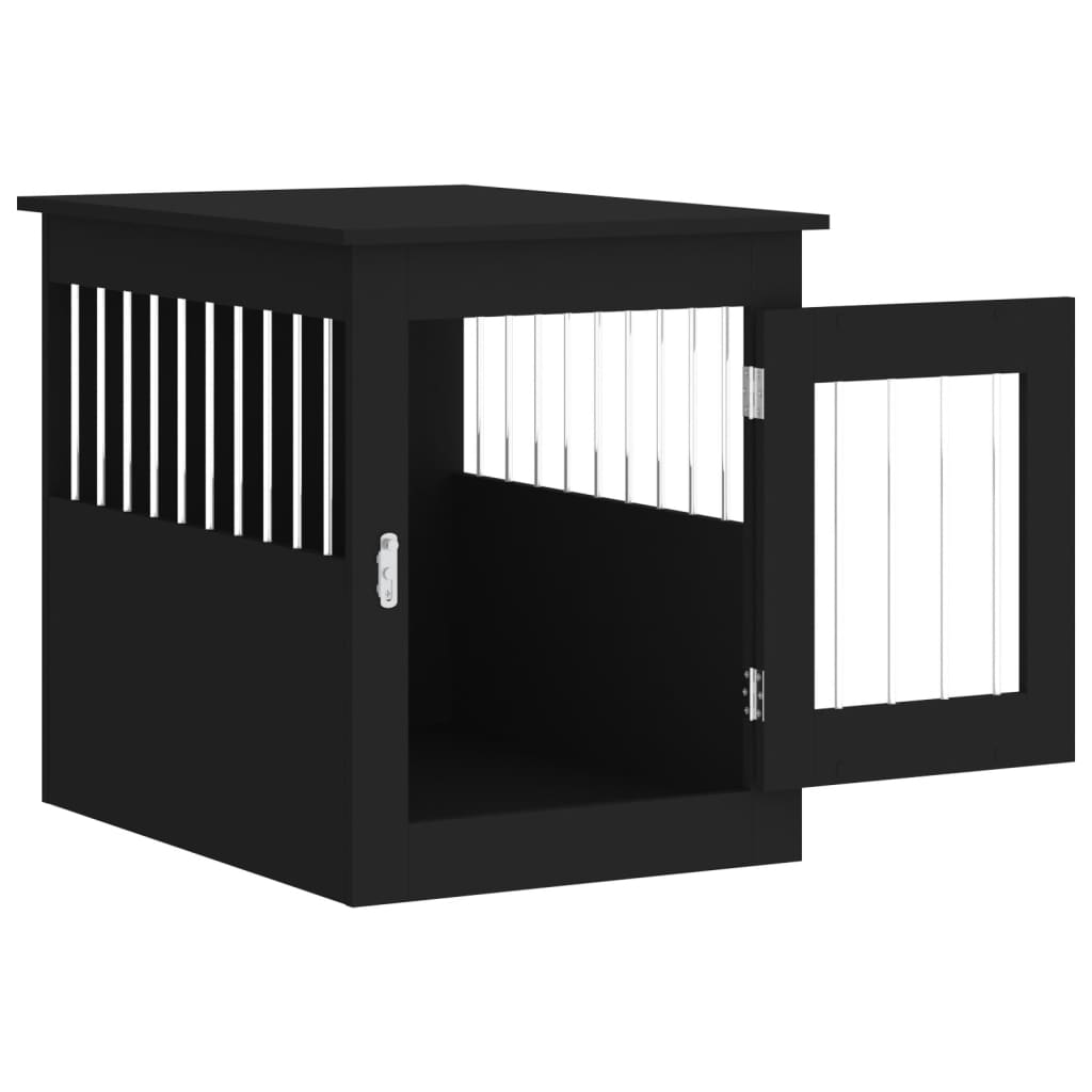 vidaXL Meuble de cage pour chiens noir 55x75x65 cm bois d'ingénierie
