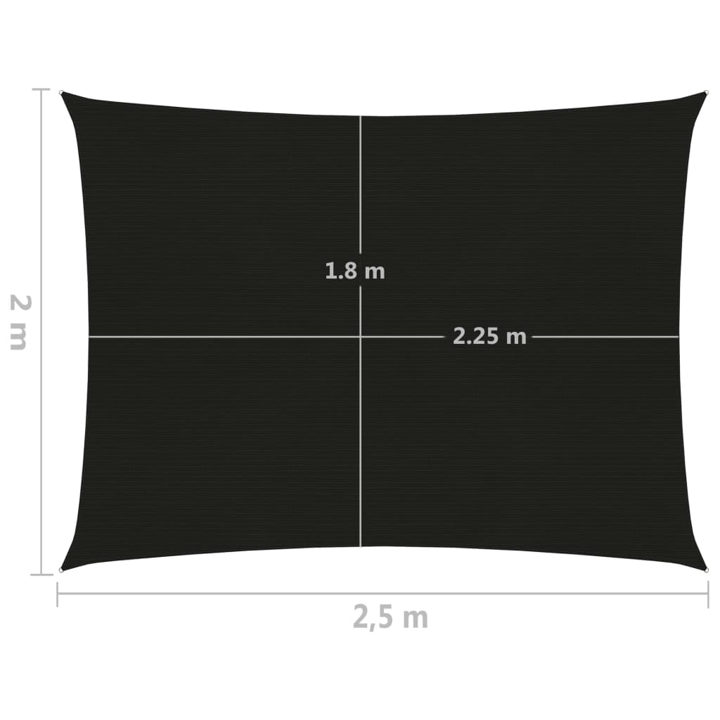 vidaXL Voile d'ombrage 160 g/m² Noir 2x2,5 m PEHD