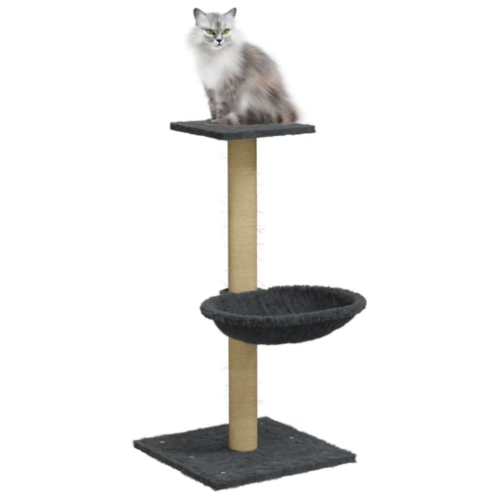 vidaXL Arbre à chat avec griffoir en sisal Gris foncé 74 cm