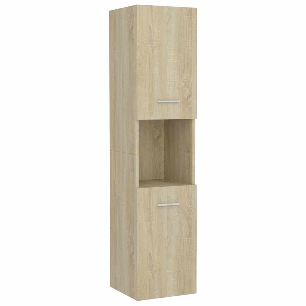 Armoire Salle De Bain VidaXL Chêne Sonoma 30x30x183.5cm - Rangement Avec Portes