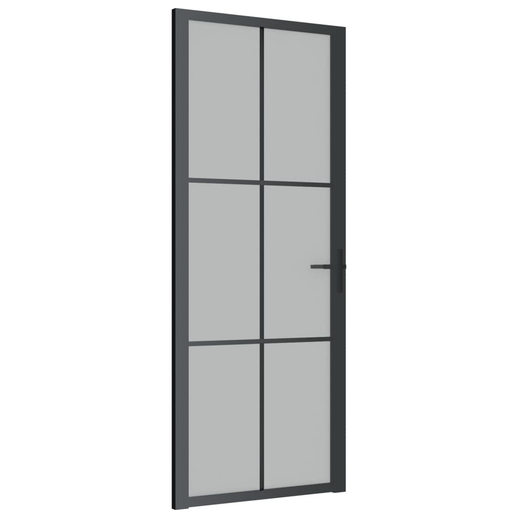 vidaXL Porte intérieure 83x201,5 cm Noir Verre mat et aluminium