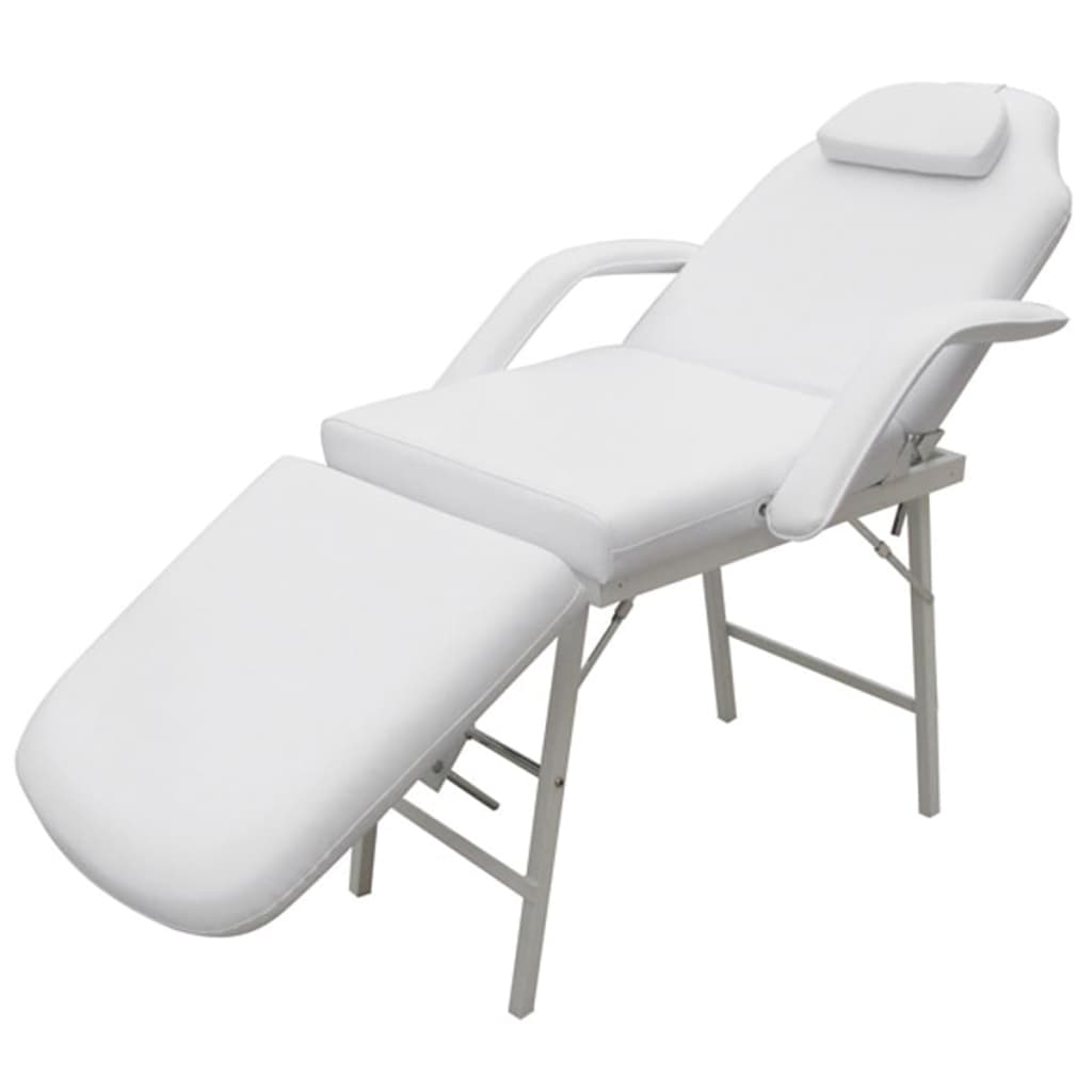 vidaXL Lit de massage facial réglable Blanc Cuir synthétique