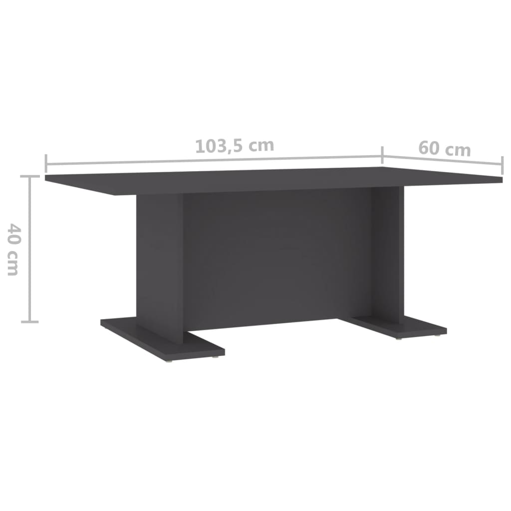 vidaXL Table basse Gris 103,5x60x40 cm Aggloméré