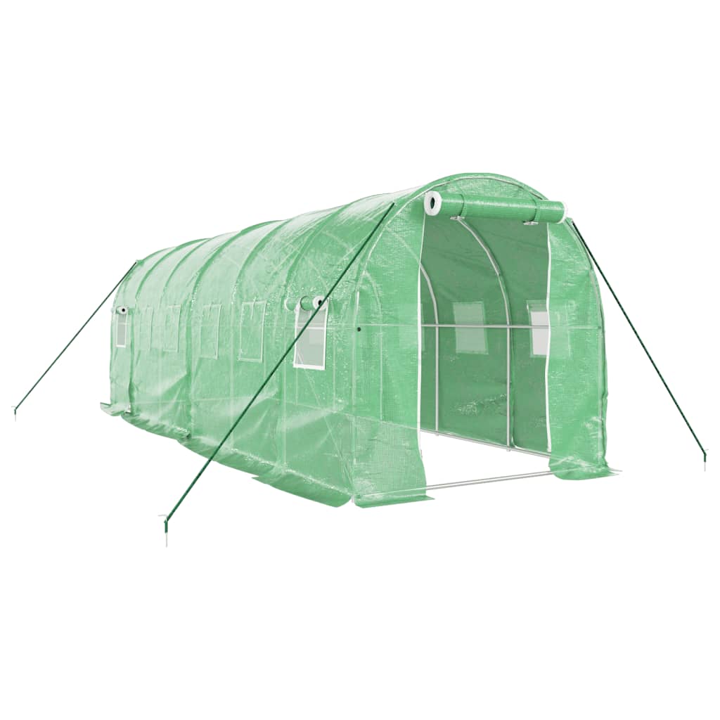 vidaXL Serre avec cadre en acier vert 12 m² 6x2x2 m