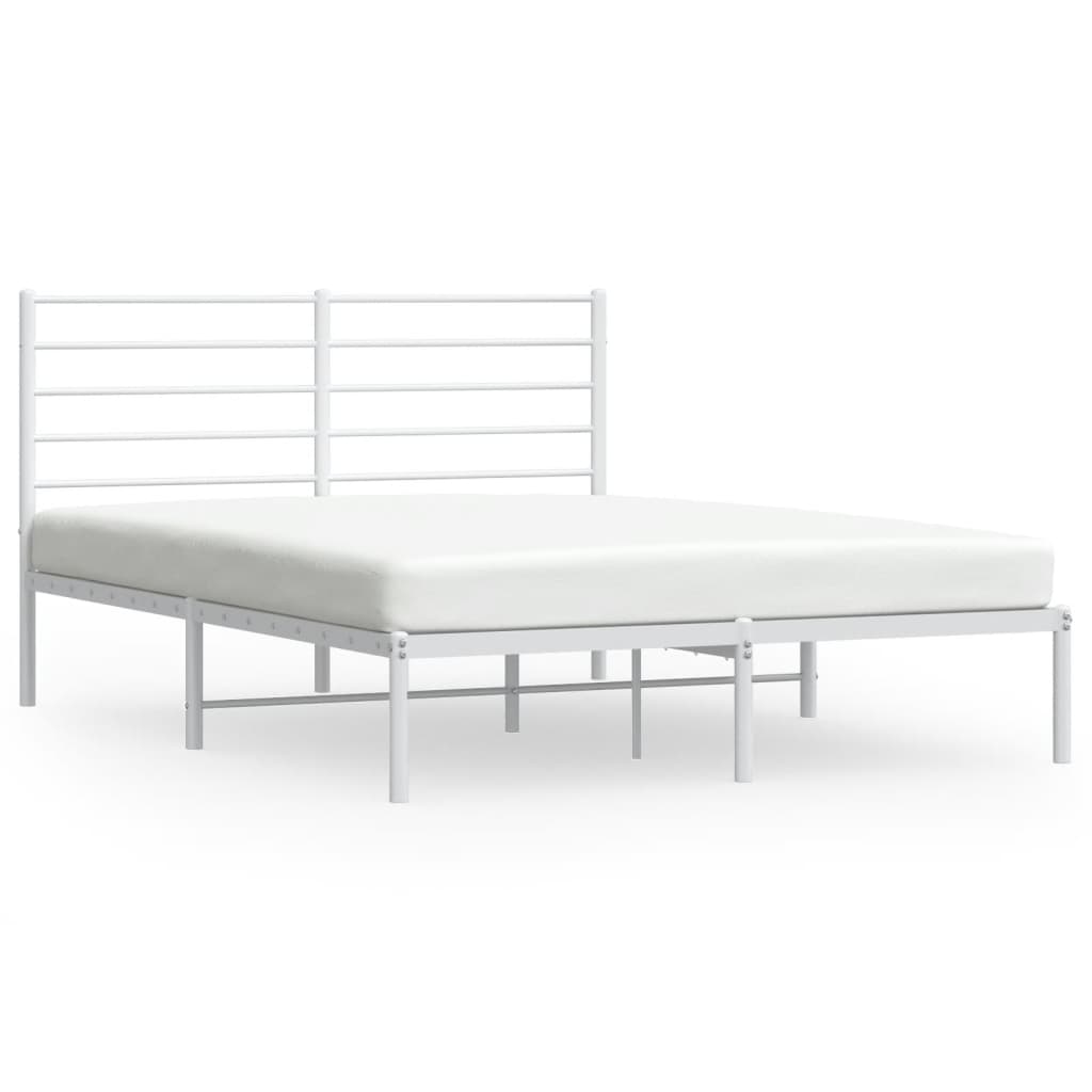 vidaXL Cadre de lit métal avec tête de lit blanc 150x200 cm