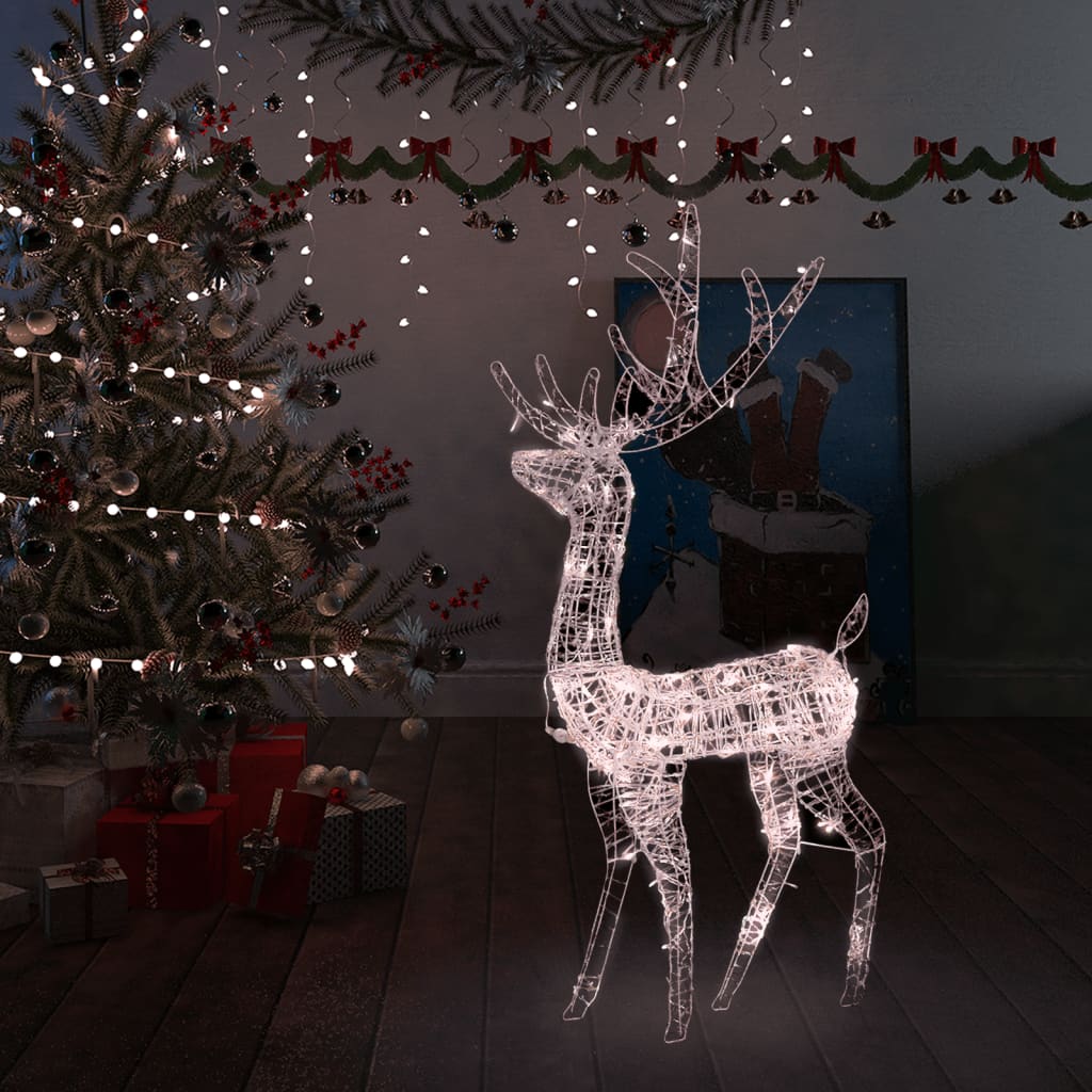 Renne de décoration de Noël Acrylique 140 LED blanc chaud 120 cm