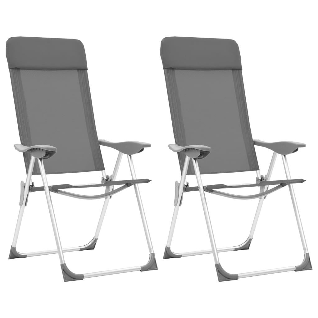 vidaXL Chaises de camping pliables 2 pcs Gris Aluminium