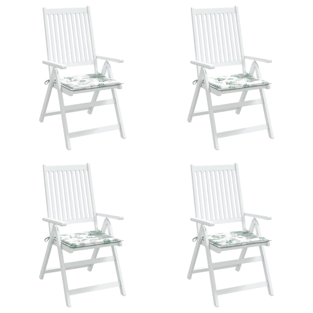 vidaXL Coussins de chaise lot de 4 motif de feuilles 50x50x3 cm tissu