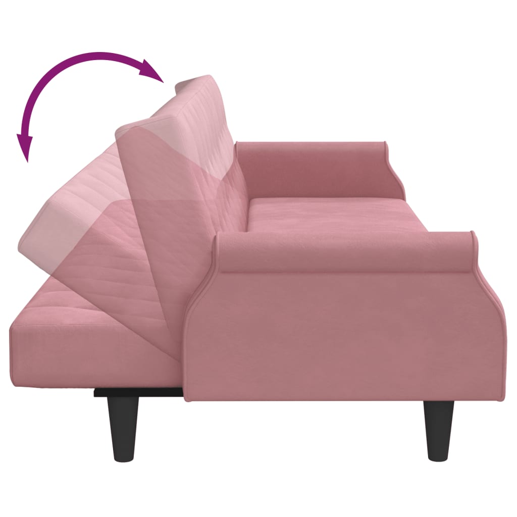 vidaXL Canapé-lit avec accoudoirs rose velours