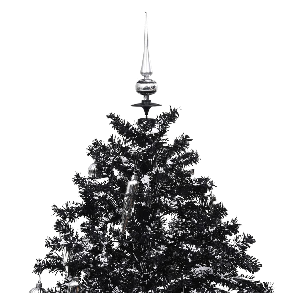 vidaXL Arbre de Noël neigeux avec base de parapluie Noir 140 cm PVC