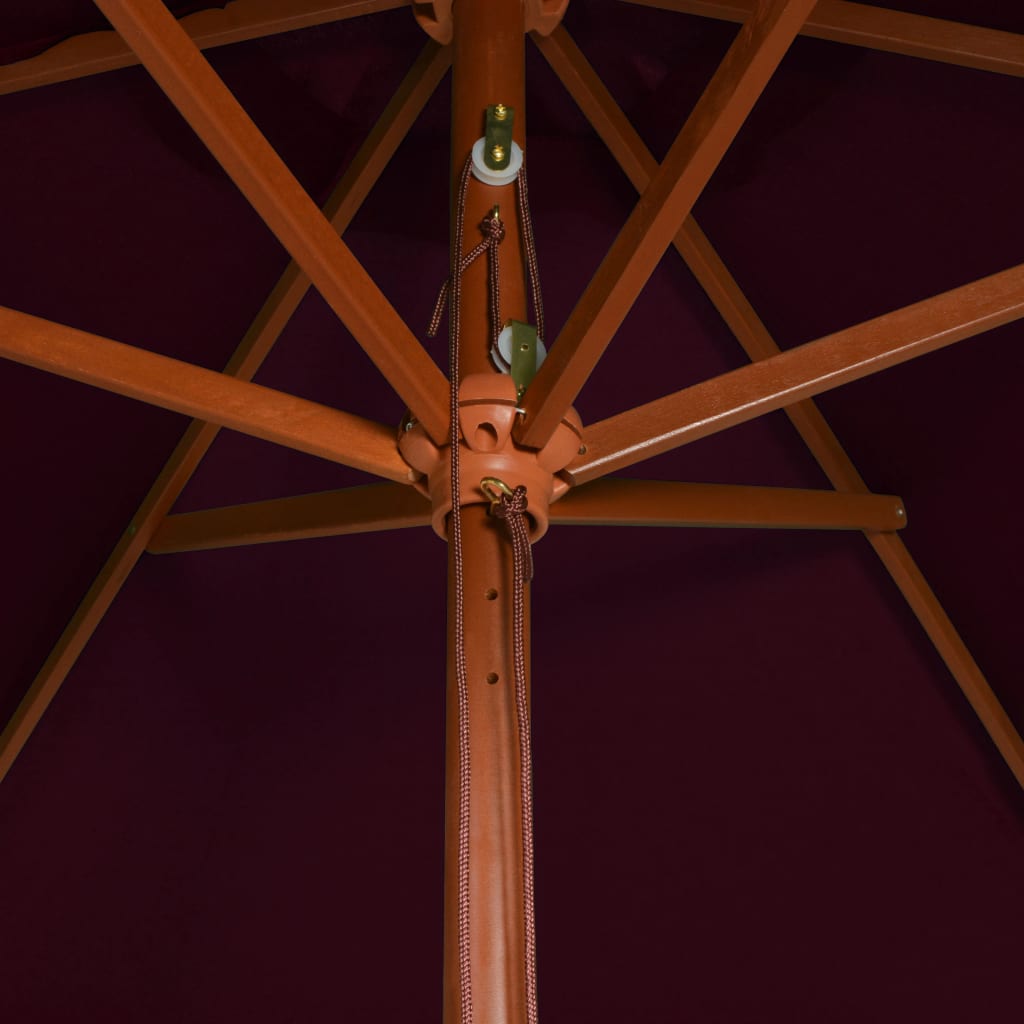 vidaXL Parasol d'extérieur avec mât en bois Rouge bordeaux 200x300 cm