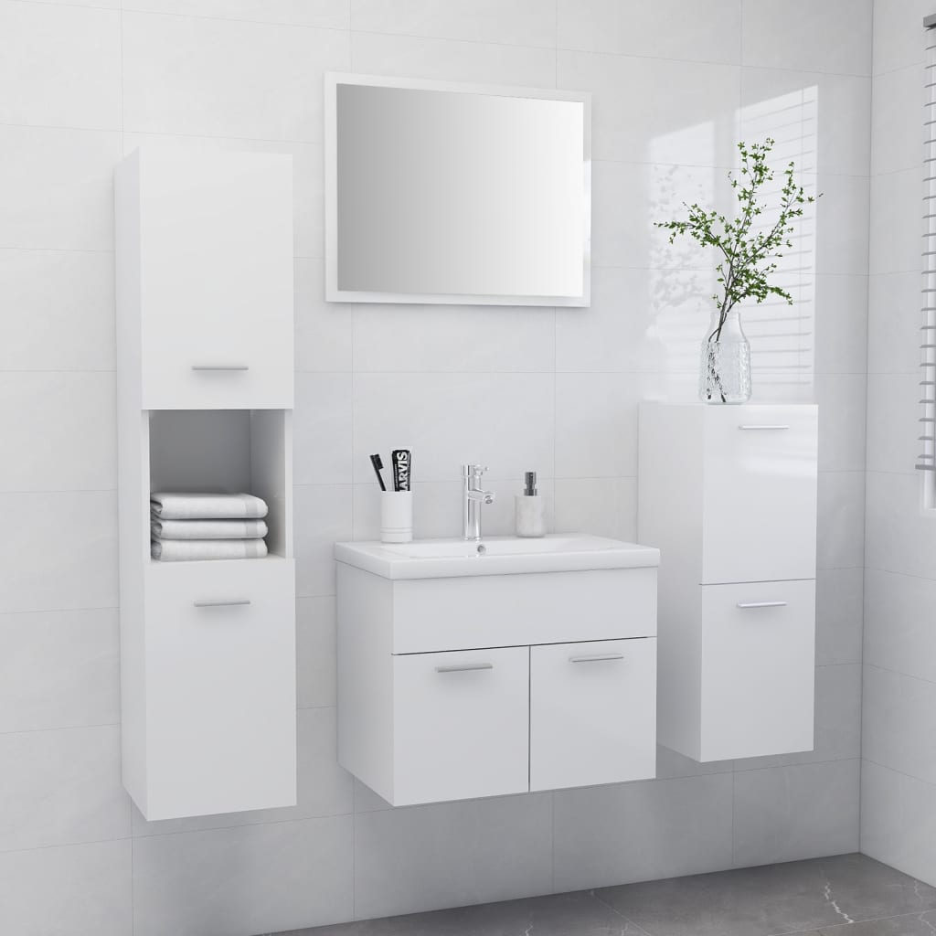 vidaXL Ensemble de meubles de salle de bain Blanc brillant