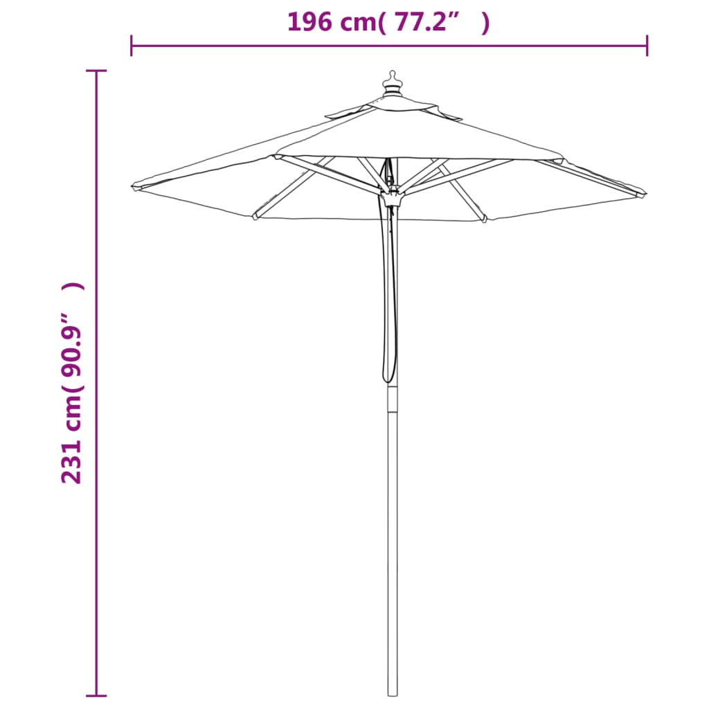 vidaXL Parasol de jardin avec mât en bois terre cuite 196x231 cm