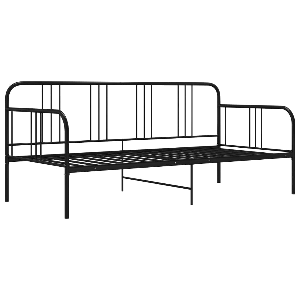 vidaXL Cadre de canapé-lit Noir Métal 90x200 cm