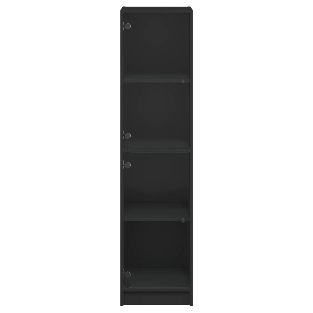 vidaXL Buffet avec portes en verre noir 35x37x142 cm
