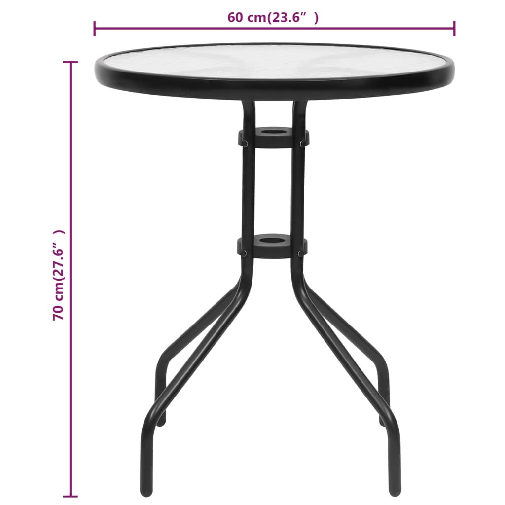 vidaXL Table de jardin Noir Ø60x70 cm Acier