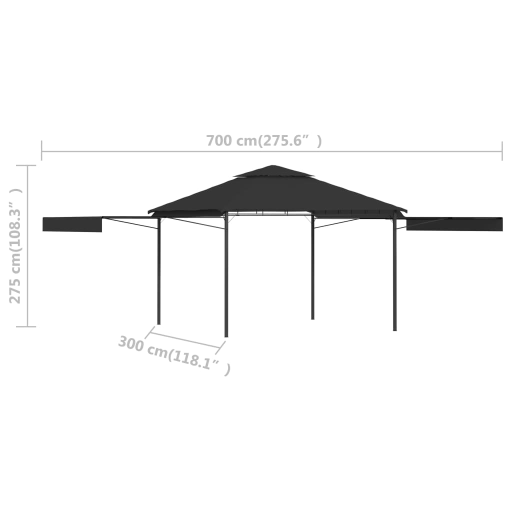 vidaXL Belvédère et double toits étentus 3x3x2,75 m Anthracite 180g/m²