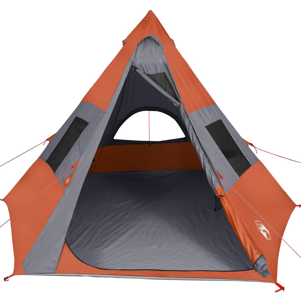 vidaXL Tente de camping tipi 7 personnes gris et orange imperméable