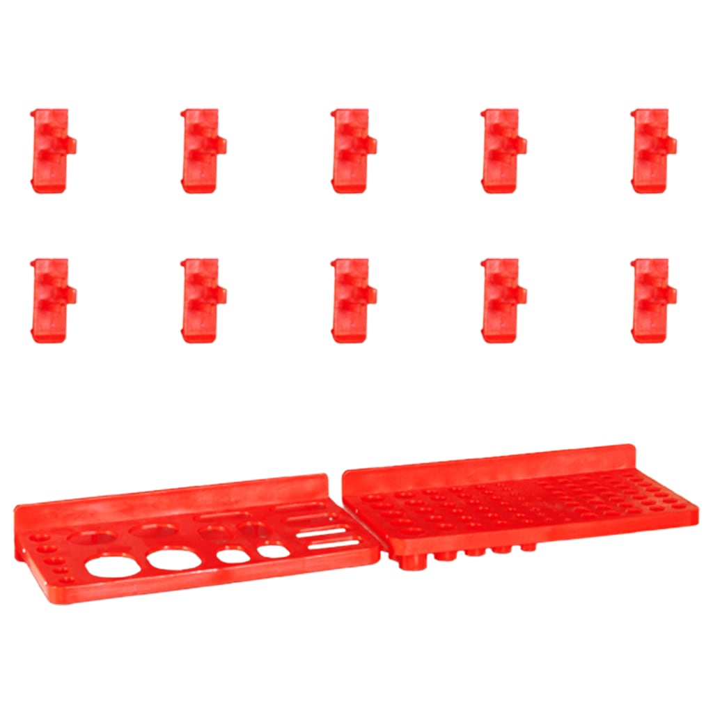vidaXL Kit de bacs de stockage et panneaux muraux 29 pcs rouge et noir