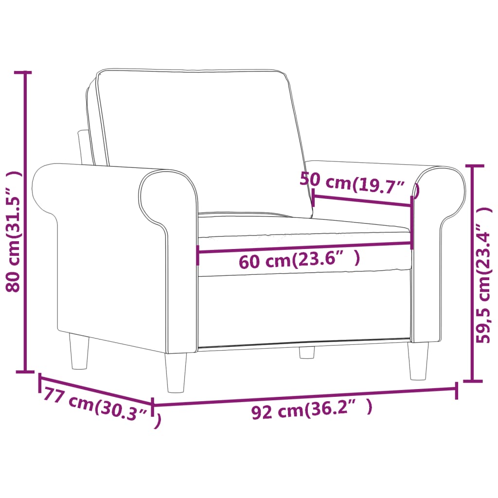 vidaXL Chaise de canapé Gris clair 60 cm Tissu