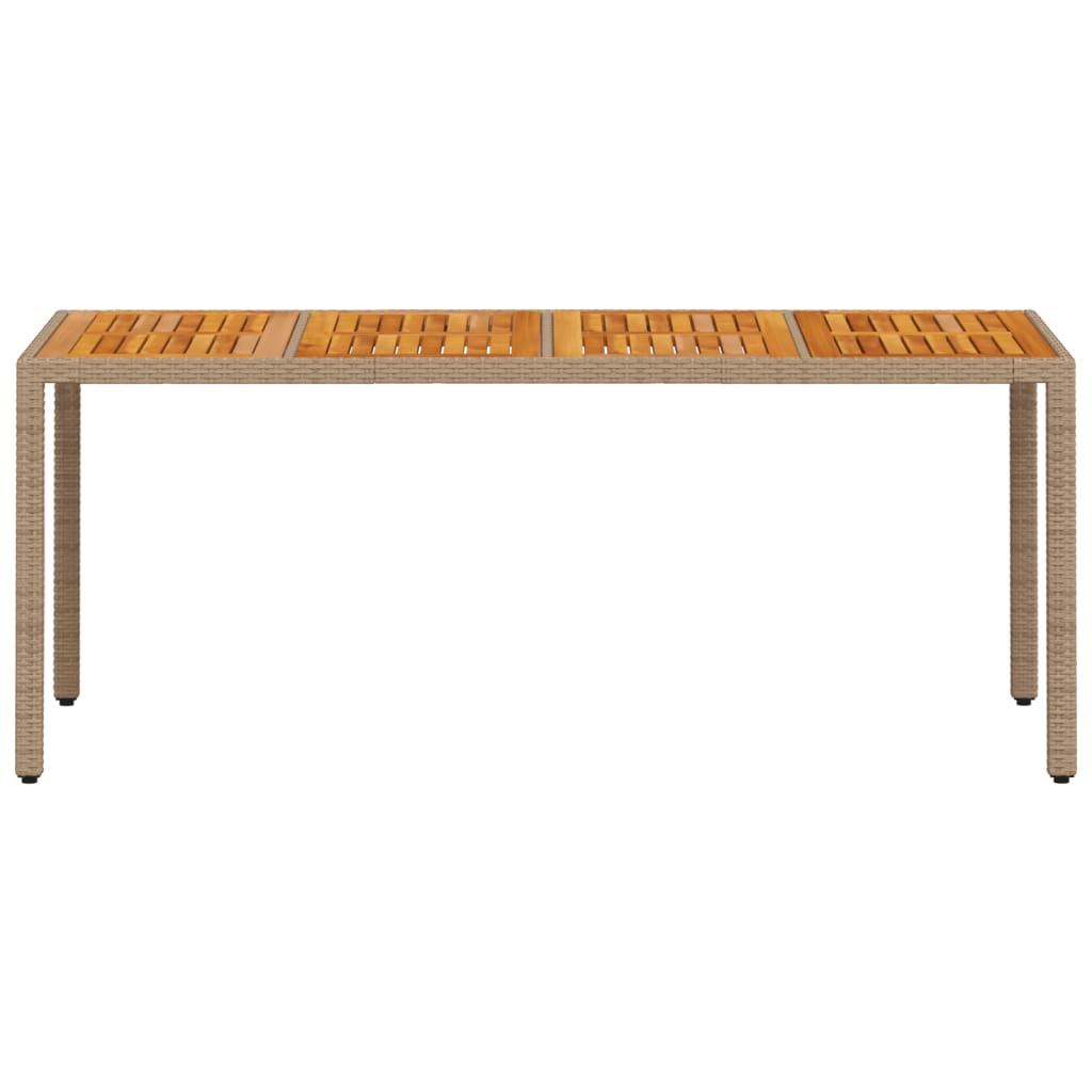 vidaXL Table de jardin beige 190x90x75 cm résine tressée bois d'acacia
