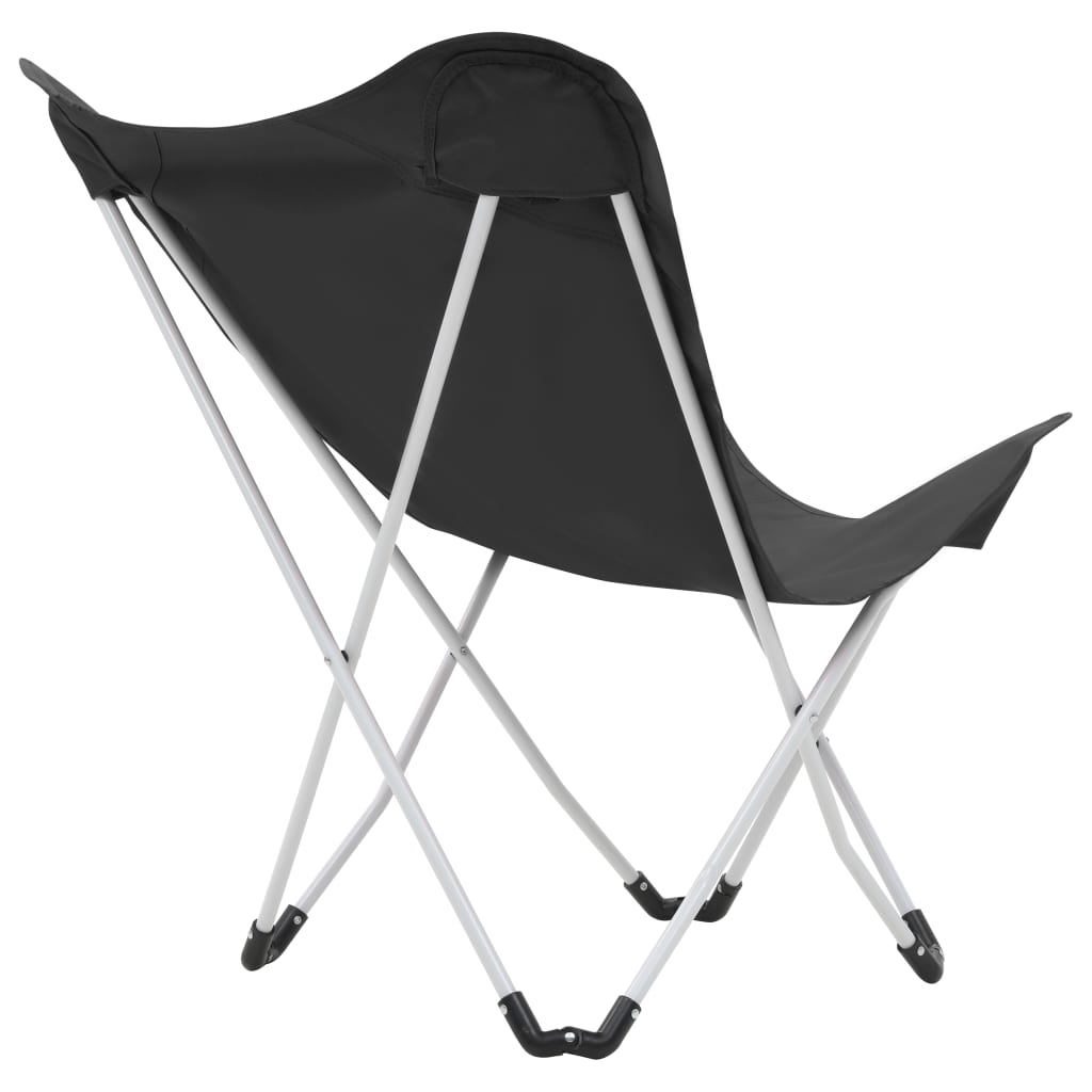 vidaXL Chaise de camping pliable Forme de papillon 2 pcs Noir