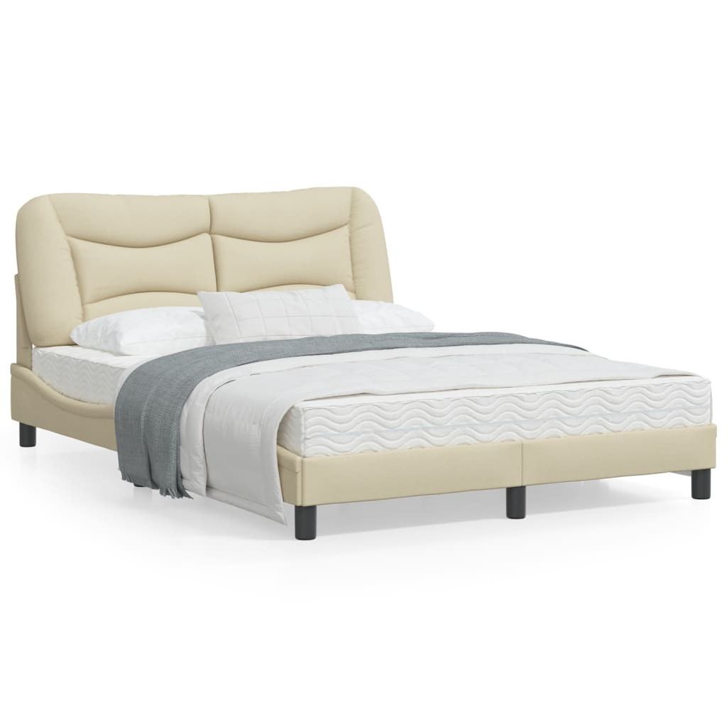 vidaXL Cadre de lit avec tête de lit Crème 140x200 cm Tissu