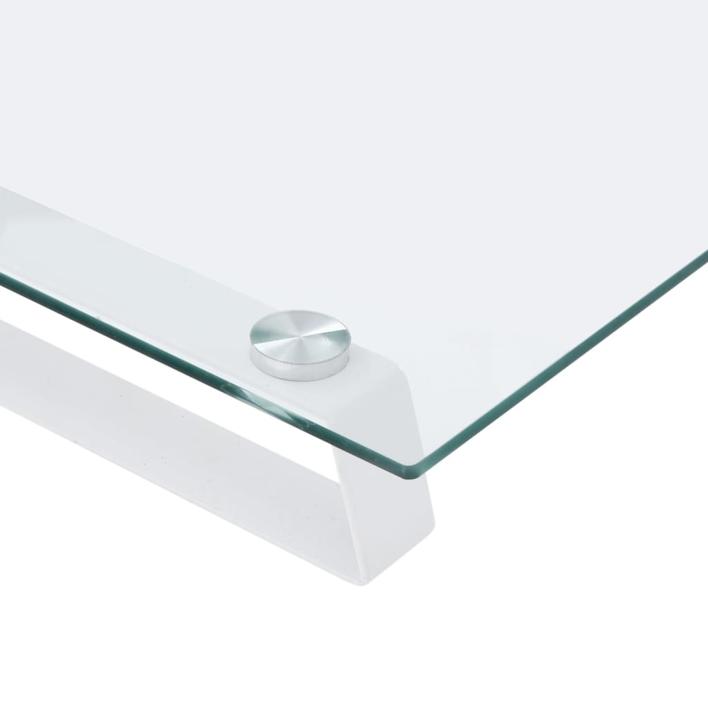 vidaXL Support de moniteur blanc 40x35x8 cm verre trempé et métal