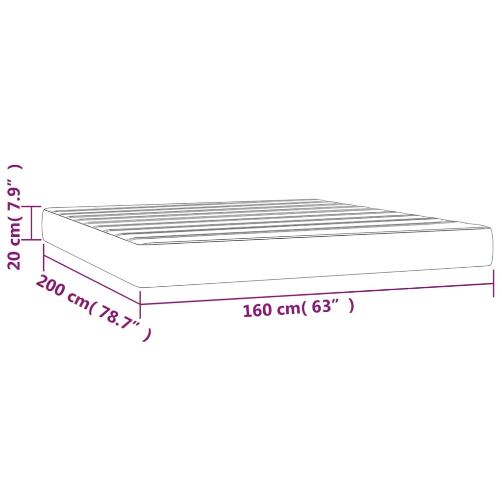vidaXL Matelas de lit à ressorts ensachés Noir 160x200x20 cm Tissu