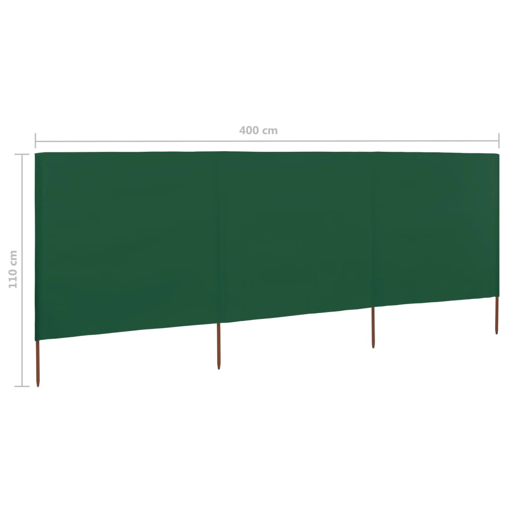 vidaXL Paravent 3 panneaux Tissu 400 x 80 cm Vert