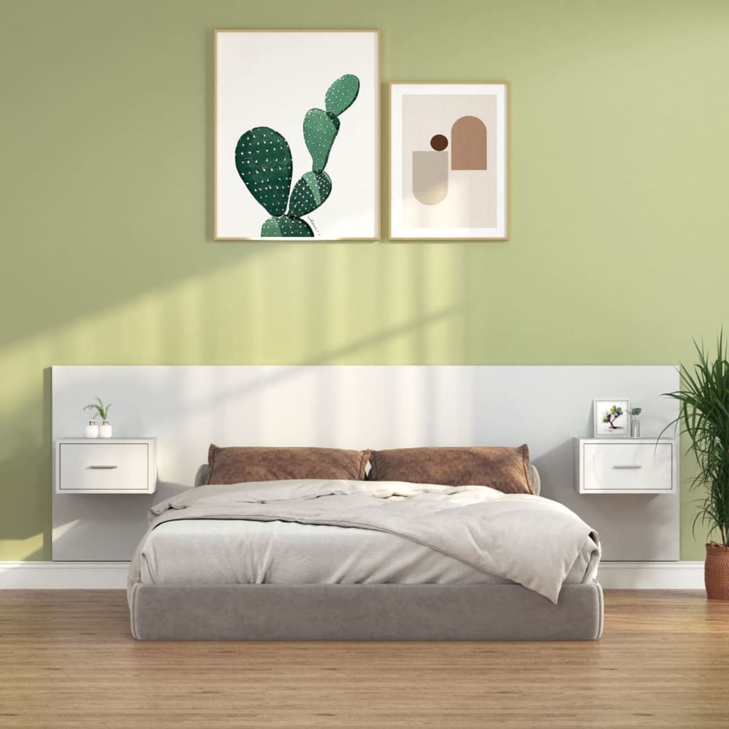 vidaXL Tête de lit avec armoires Blanc Bois d’ingénierie