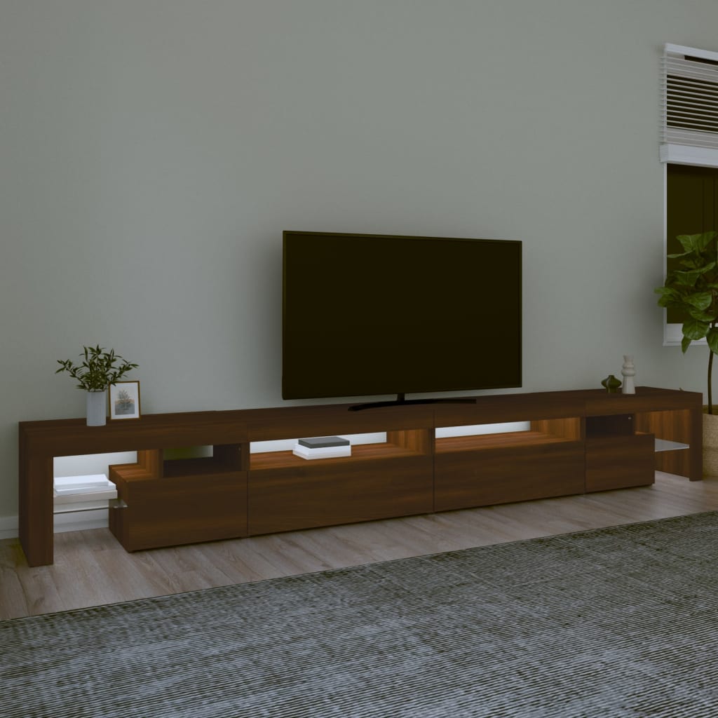 vidaXL Meuble TV avec lumières LED Chêne marron 290x36,5x40 cm