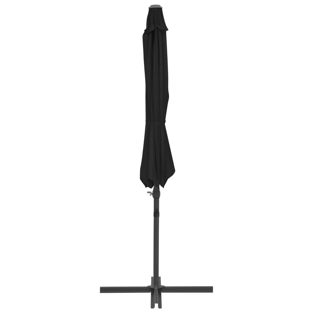 vidaXL Parasol déporté avec mât en acier Noir 300 cm