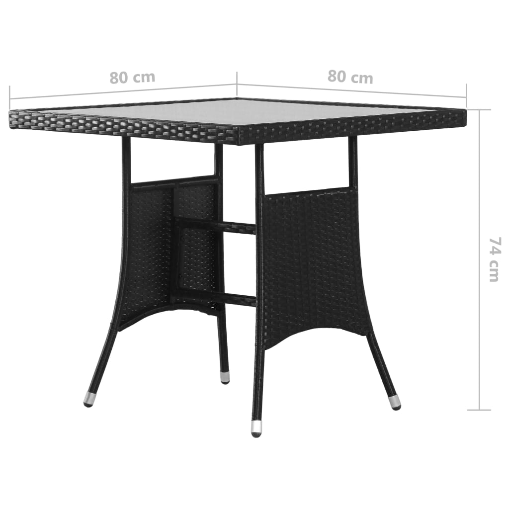 vidaXL Table de jardin Noir 80x80x74 cm Résine tressée