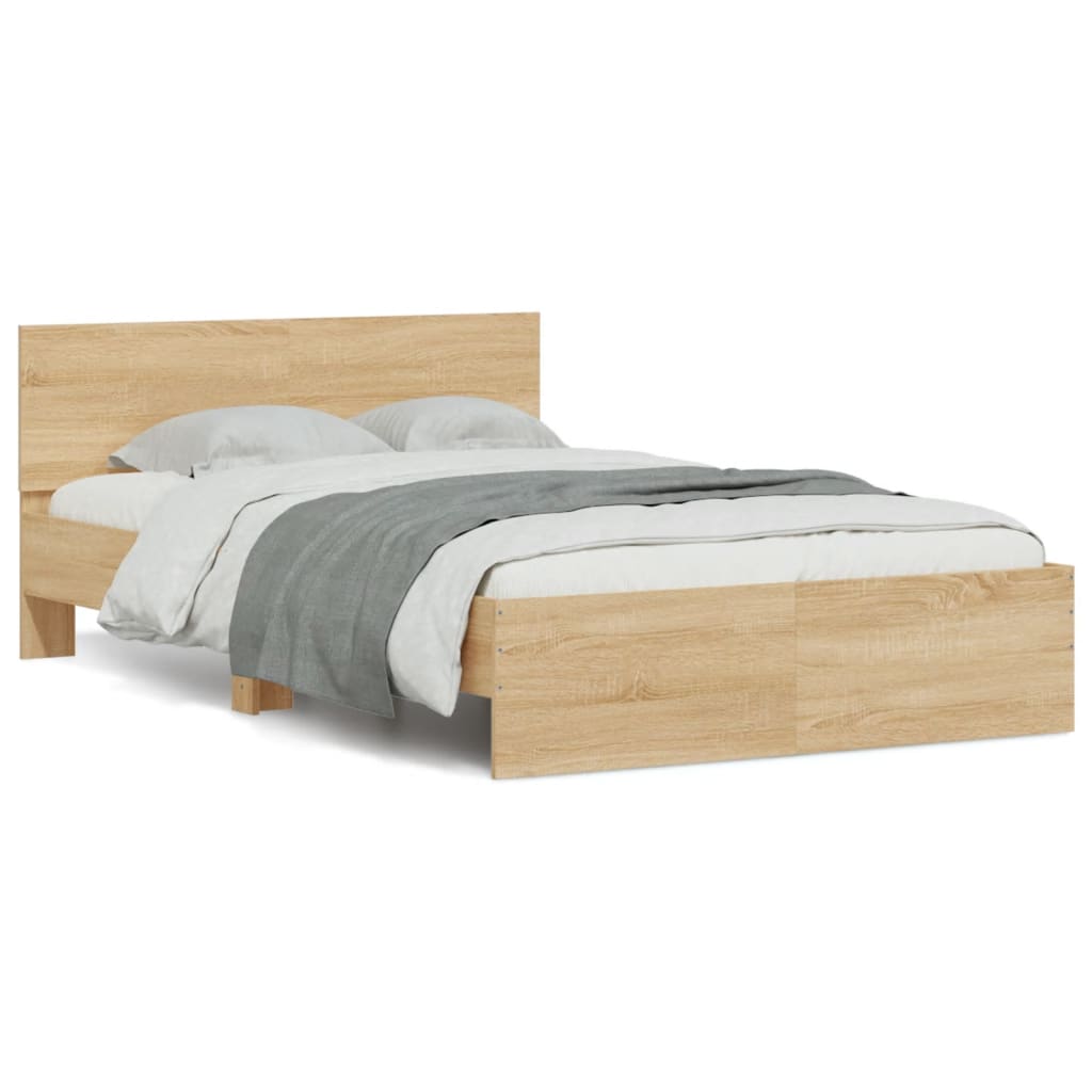 vidaXL Cadre de lit avec tête de lit chêne sonoma 120x190 cm
