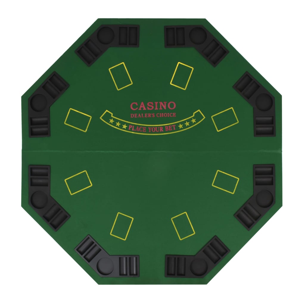 vidaXL Dessus de table de poker pour 8 joueurs 2 plis Octogonal Vert