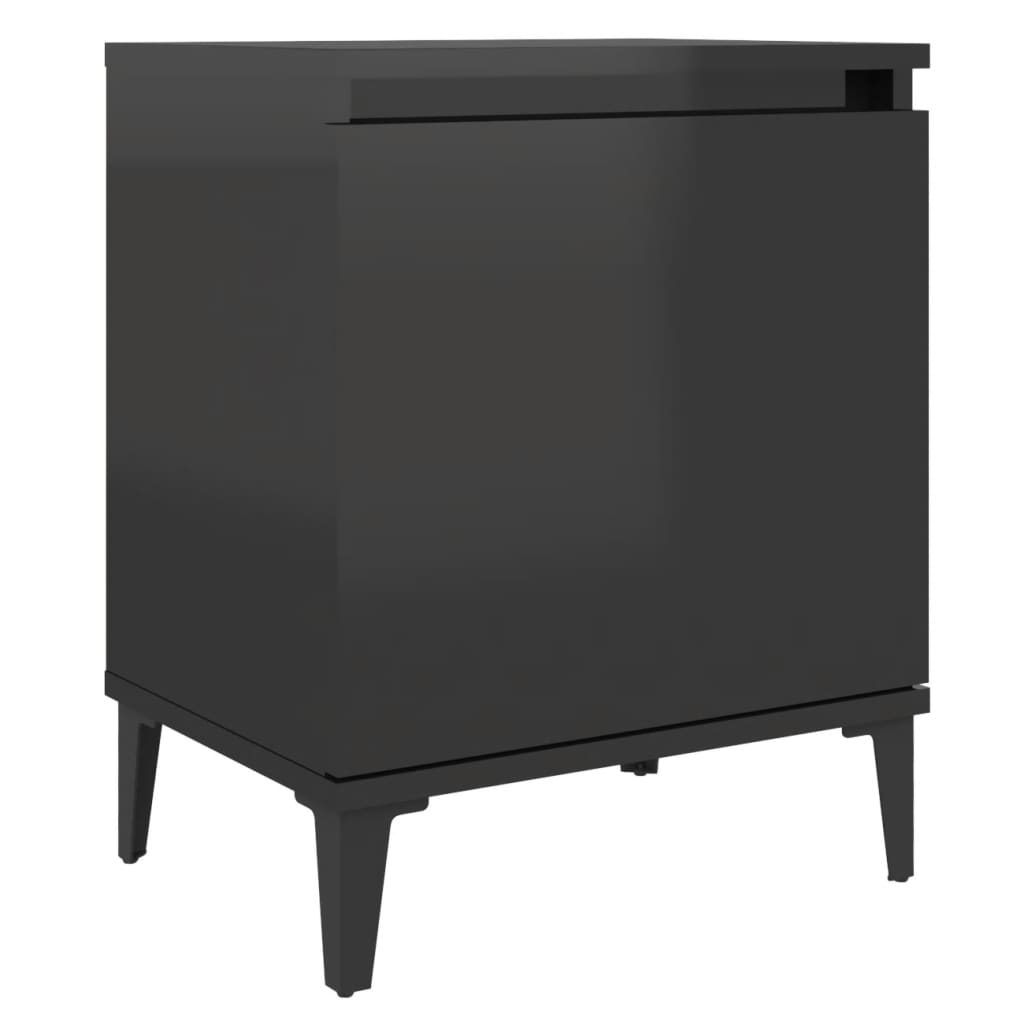 vidaXL Tables de chevet avec pieds en métal noir brillant 40x30x50 cm
