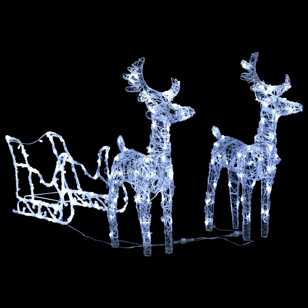 vidaXL Décoration de Noël avec Rennes et traîneau 240 LED Acrylique