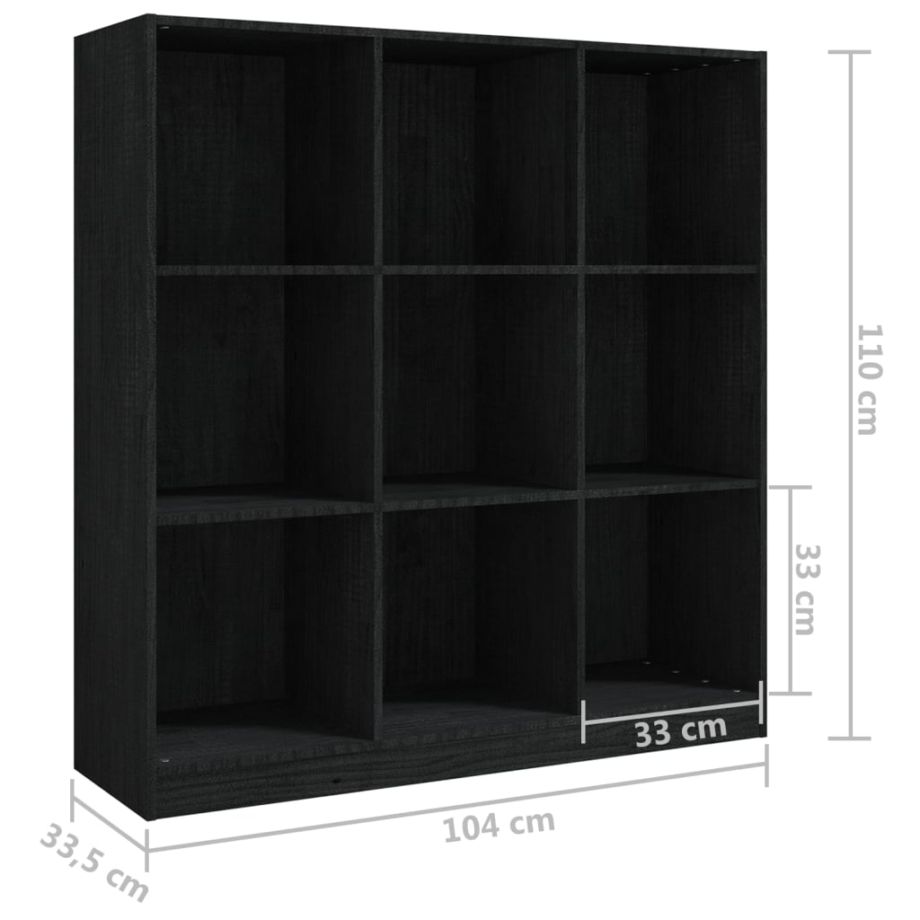 vidaXL Bibliothèque/Séparateur de pièce Noir 104x33,5x110cm Pin massif