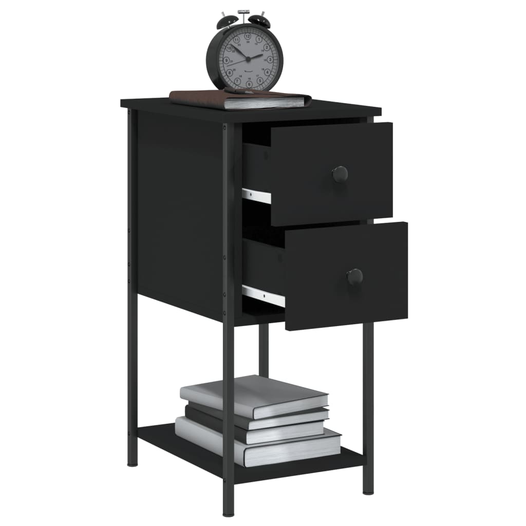 vidaXL Table de chevet noir 32x42x70 cm bois d’ingénierie