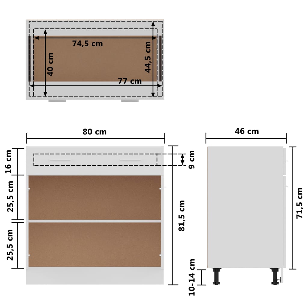 vidaXL Armoire de plancher à tiroir Blanc 80x46x81,5cm Bois ingénierie