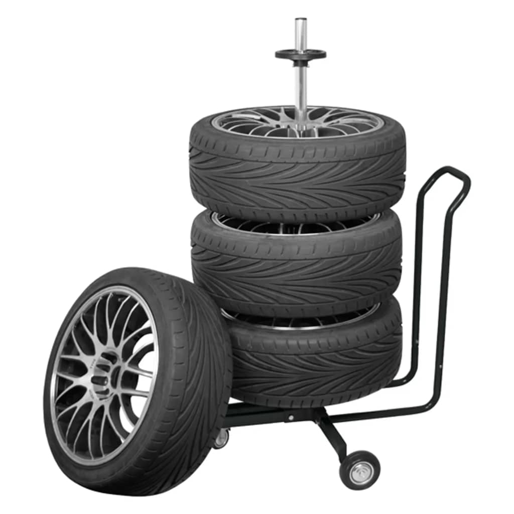 Carpoint Porte-pneu mobile avec housse Aluminium Noir