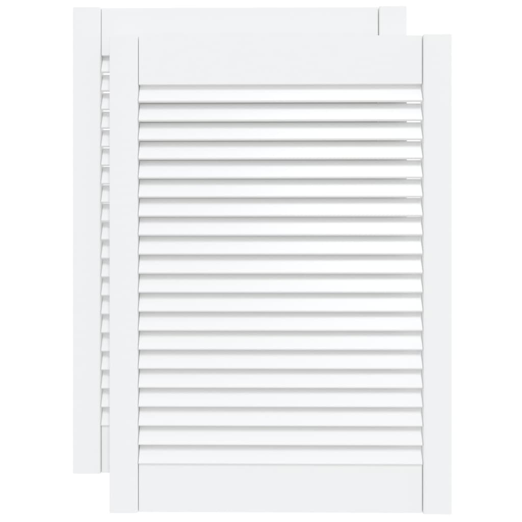 vidaXL Portes d'armoire à persiennes 2 pcs blanc 69x49,4 cm pin massif